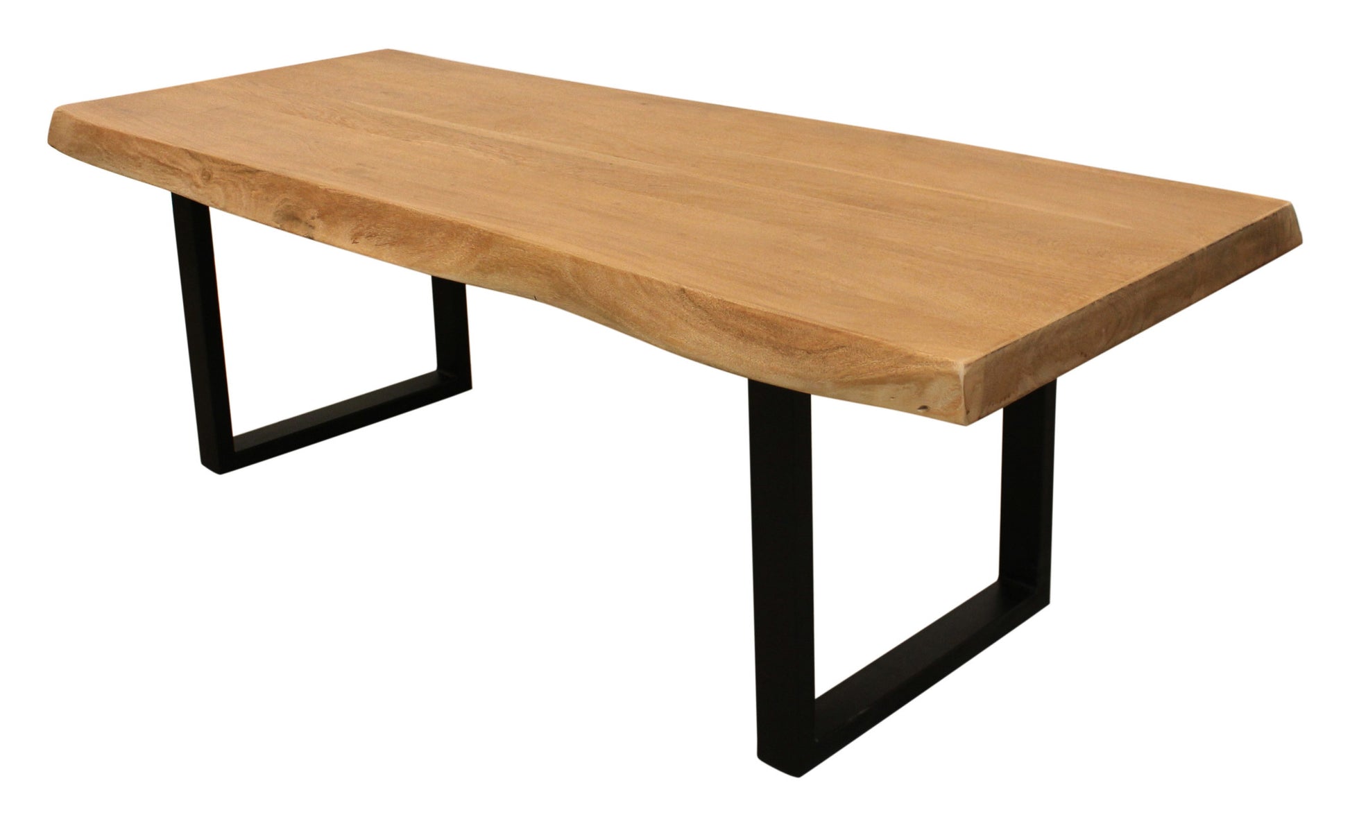 70" Natural And Black Solid Wood And Iron Live Edge Coffee Table - Loft&Timber