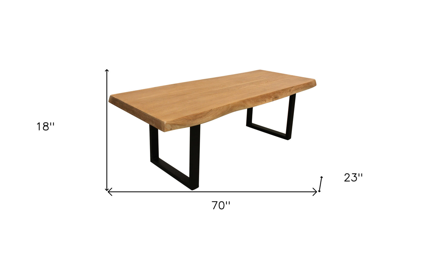 70" Natural And Black Solid Wood And Iron Live Edge Coffee Table - Loft&Timber