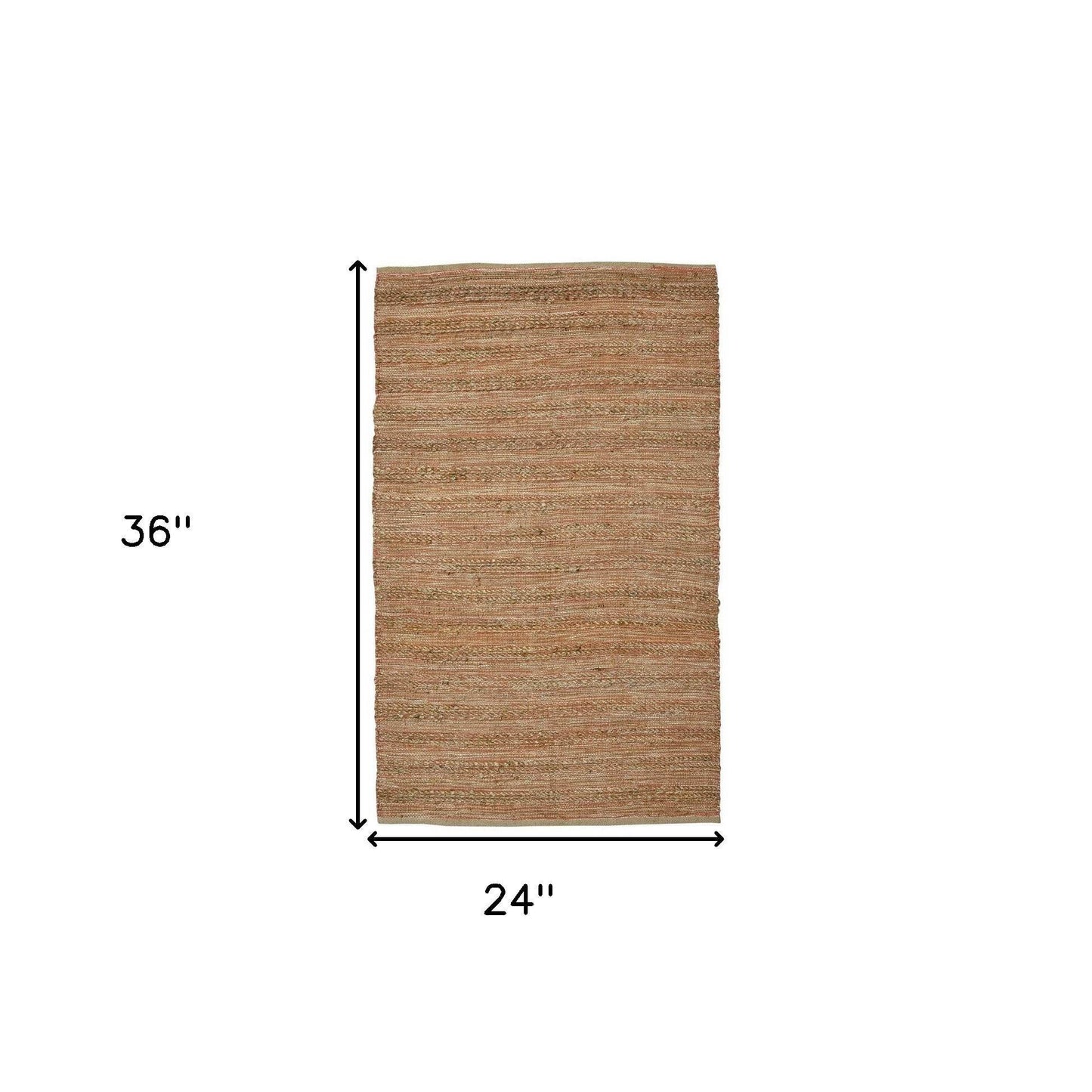 2' X 3' Brown And Brick Red Jute Striped Flatweave Handmade Area Rug - Loft&Timber