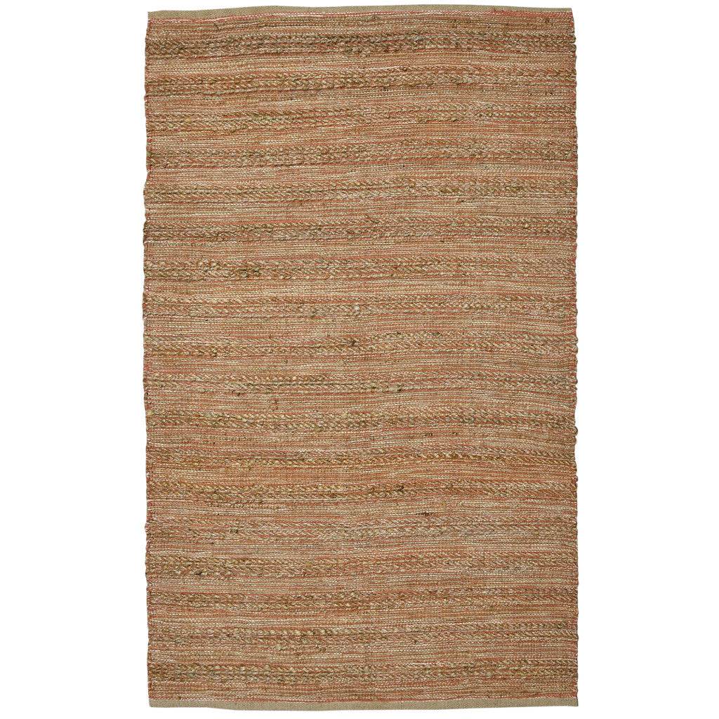 2' X 3' Brown And Brick Red Jute Striped Flatweave Handmade Area Rug - Loft&Timber