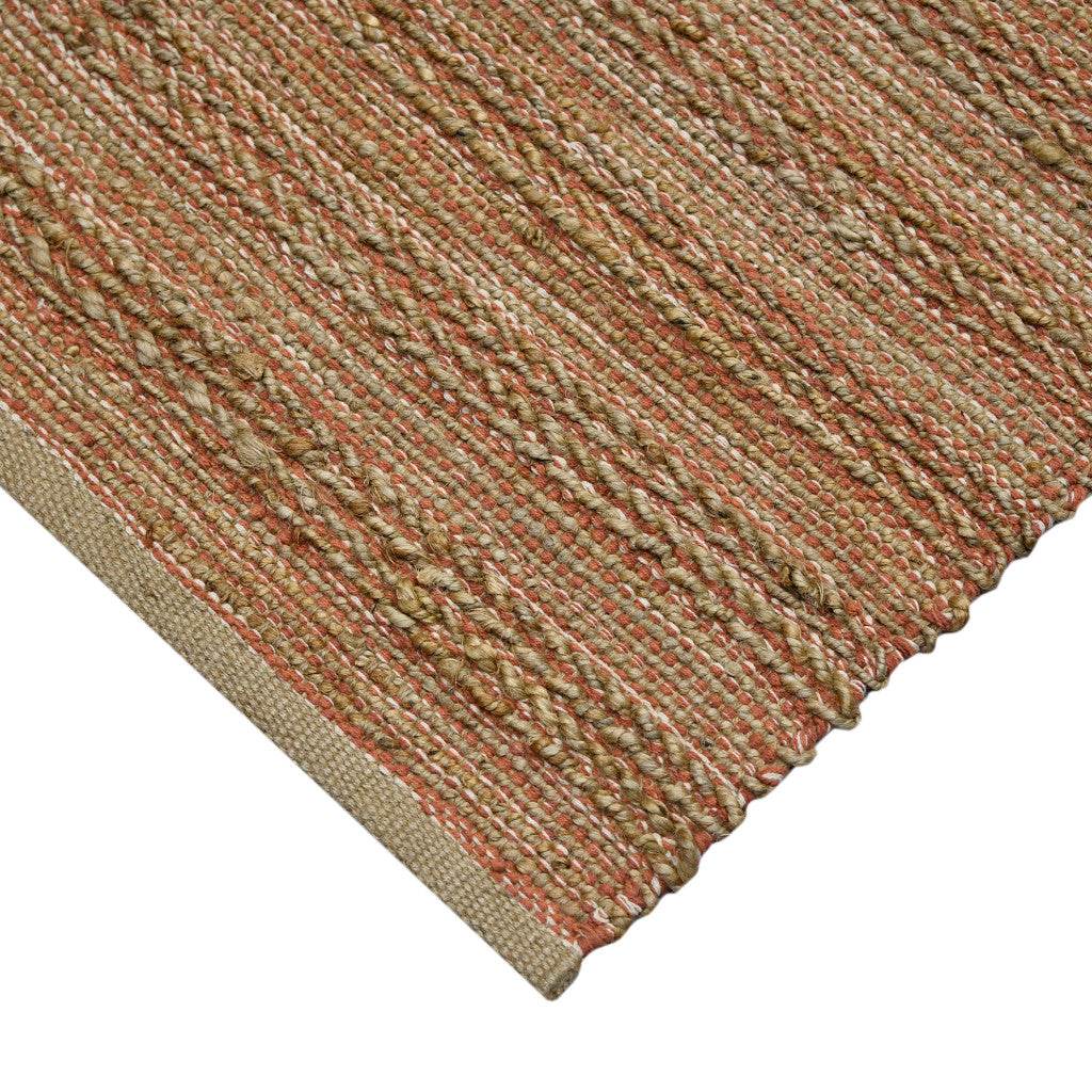 2' X 3' Brown And Brick Red Jute Striped Flatweave Handmade Area Rug - Loft&Timber