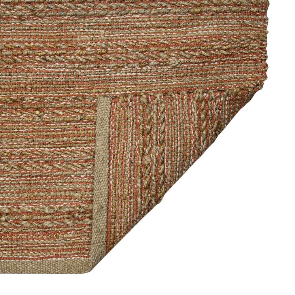 2' X 3' Brown And Brick Red Jute Striped Flatweave Handmade Area Rug - Loft&Timber