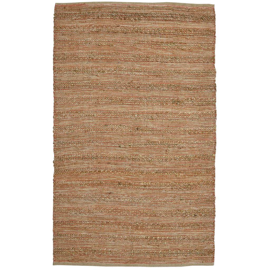 2' X 3' Brown And Brick Red Jute Striped Flatweave Handmade Area Rug - Loft&Timber