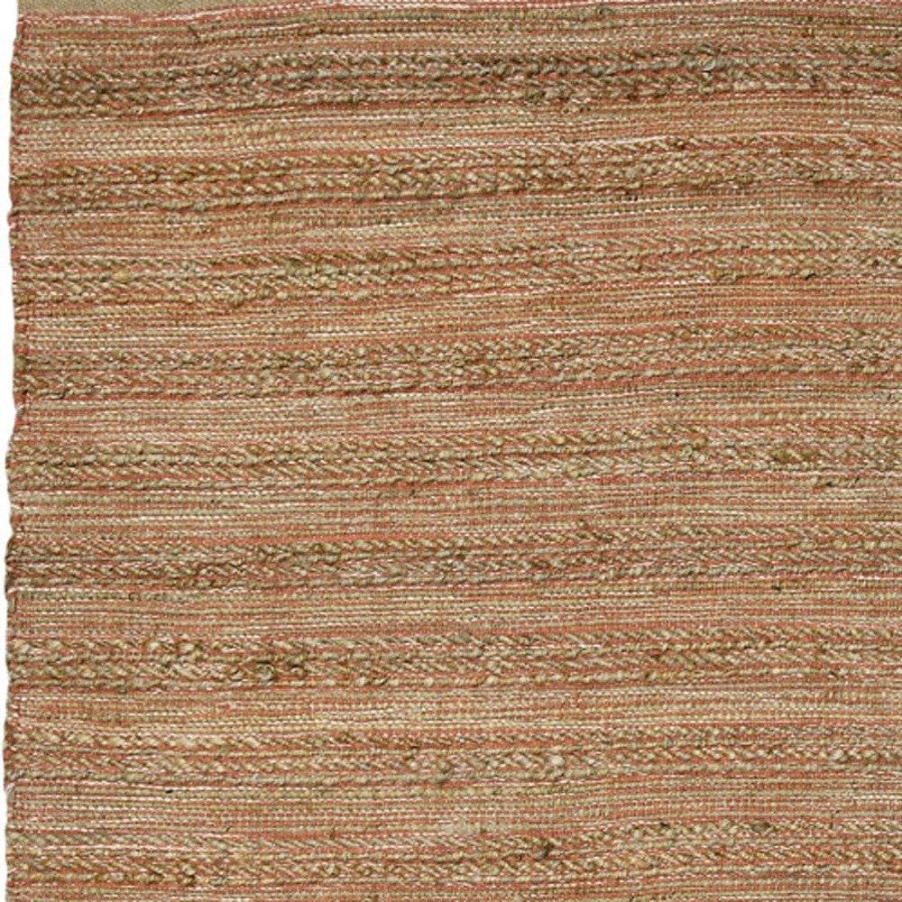 2' X 3' Brown And Brick Red Jute Striped Flatweave Handmade Area Rug - Loft&Timber
