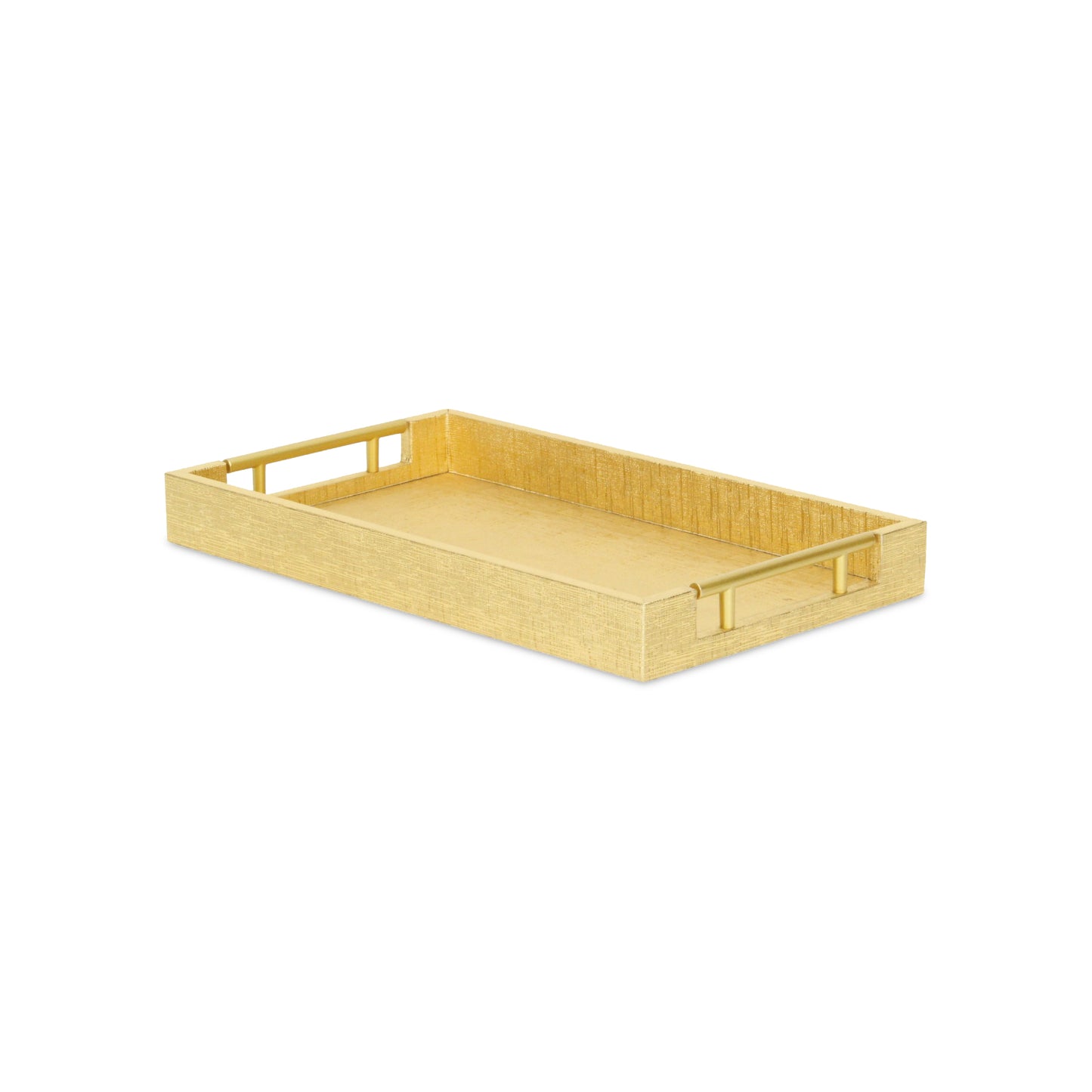 16" Gold Wood Geometric Serving Tray With Handles - Loft&Timber