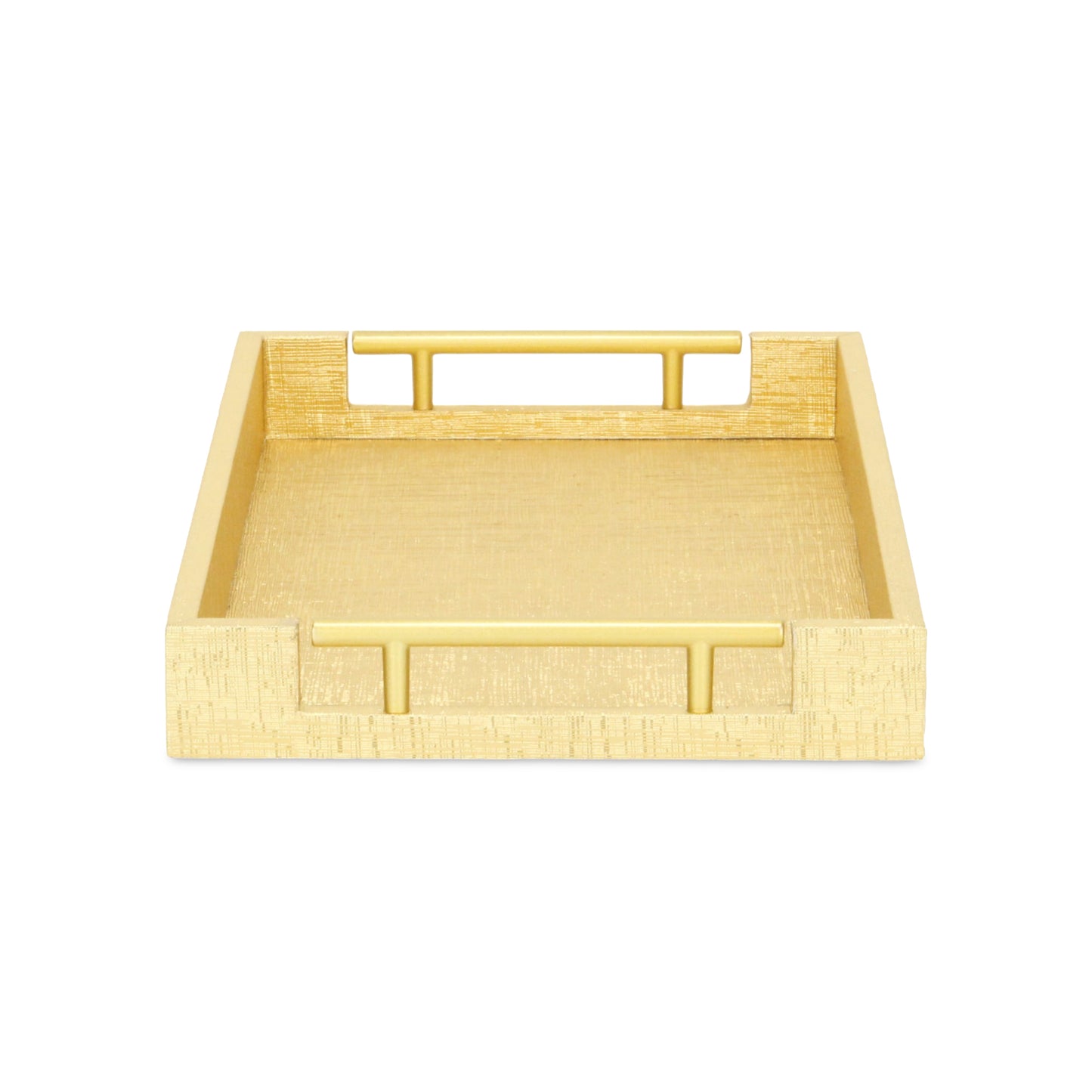 16" Gold Wood Geometric Serving Tray With Handles - Loft&Timber