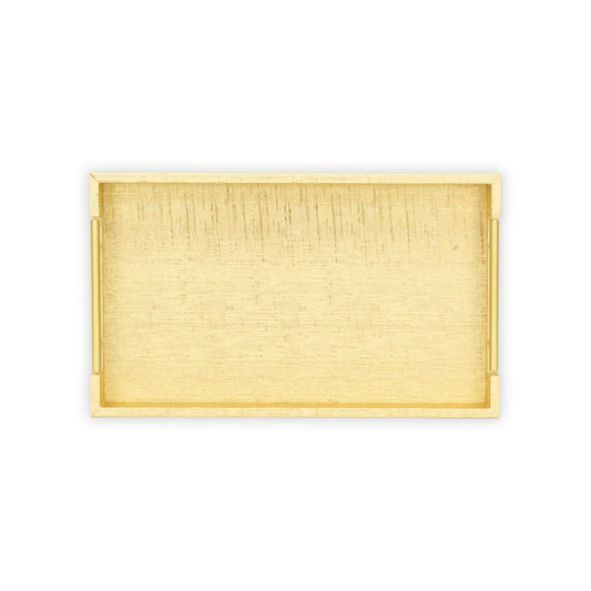 16" Gold Wood Geometric Serving Tray With Handles - Loft&Timber