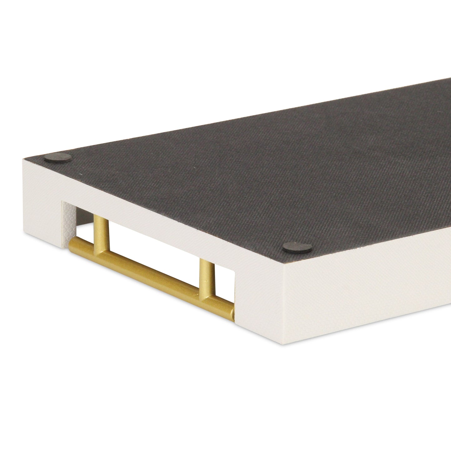 16" Wood Faux Shagreen Serving Tray With Handles - Loft&Timber