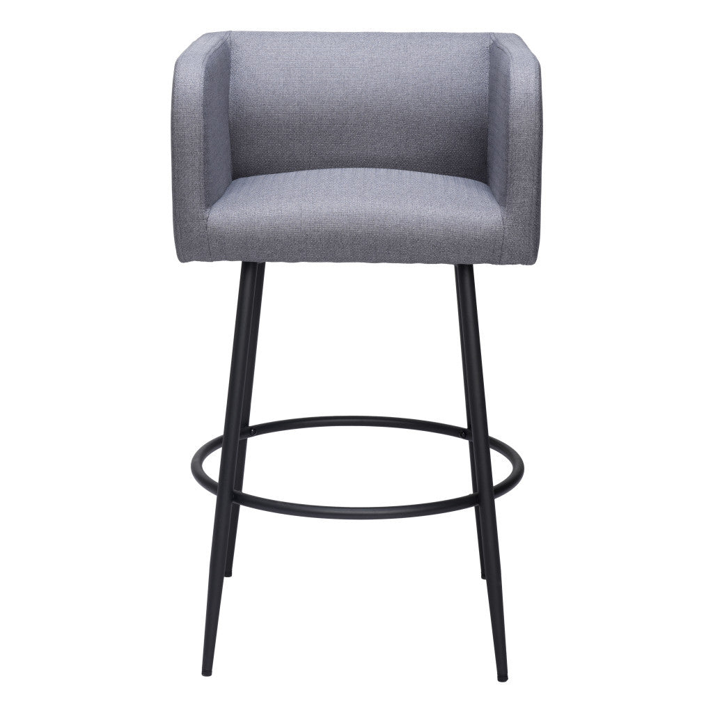 Set of Two 31" Gray and Black Fabric and Steel Bar Height Bar Chairs - Loft&Timber