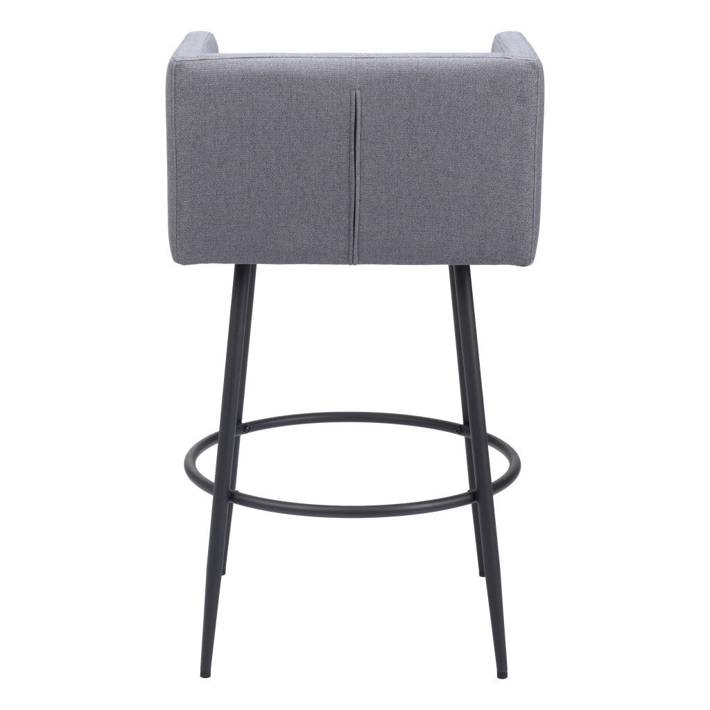 Set of Two 31" Gray and Black Fabric and Steel Bar Height Bar Chairs - Loft&Timber