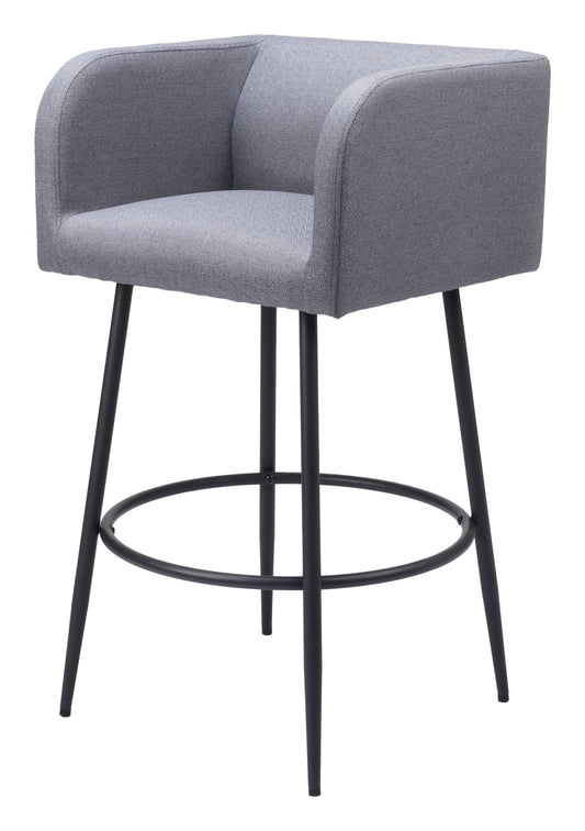 Set of Two 31" Gray and Black Fabric and Steel Bar Height Bar Chairs - Loft&Timber