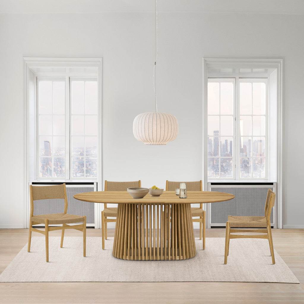 Five Piece Oak Oval Dining Set with Four Chairs - Loft&Timber