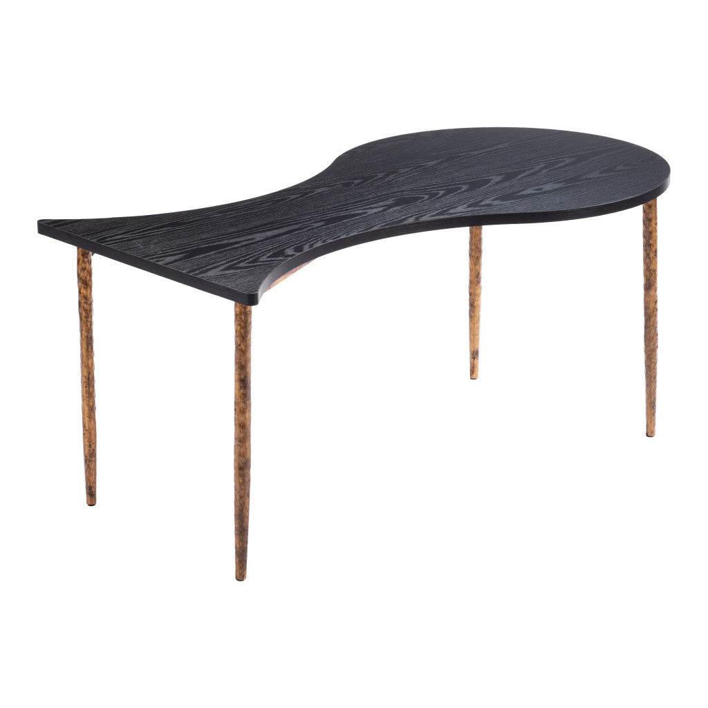 Set of Two Black and Bronze Wood and Steel Free Form Coffee And End Table - Loft&Timber