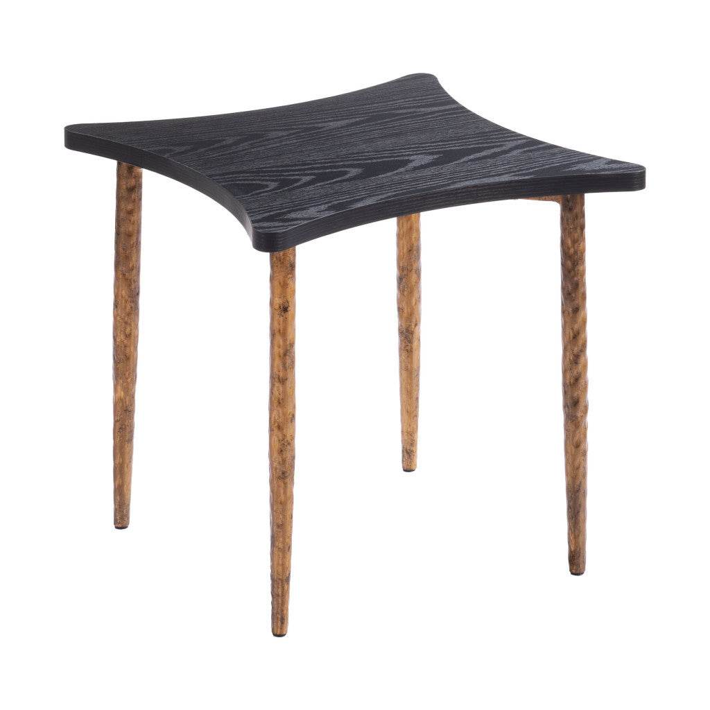 Set of Two Black and Bronze Wood and Steel Free Form Coffee And End Table - Loft&Timber