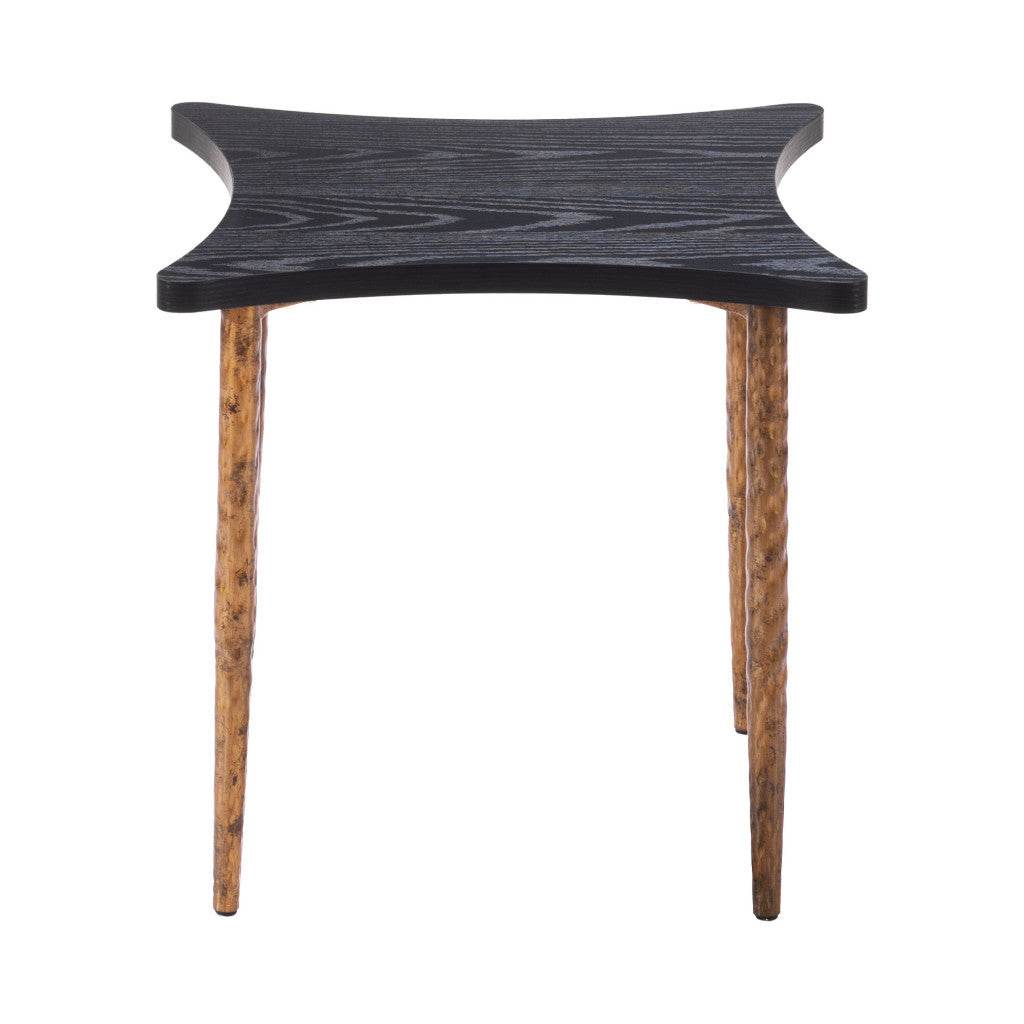 Set of Two Black and Bronze Wood and Steel Free Form Coffee And End Table - Loft&Timber