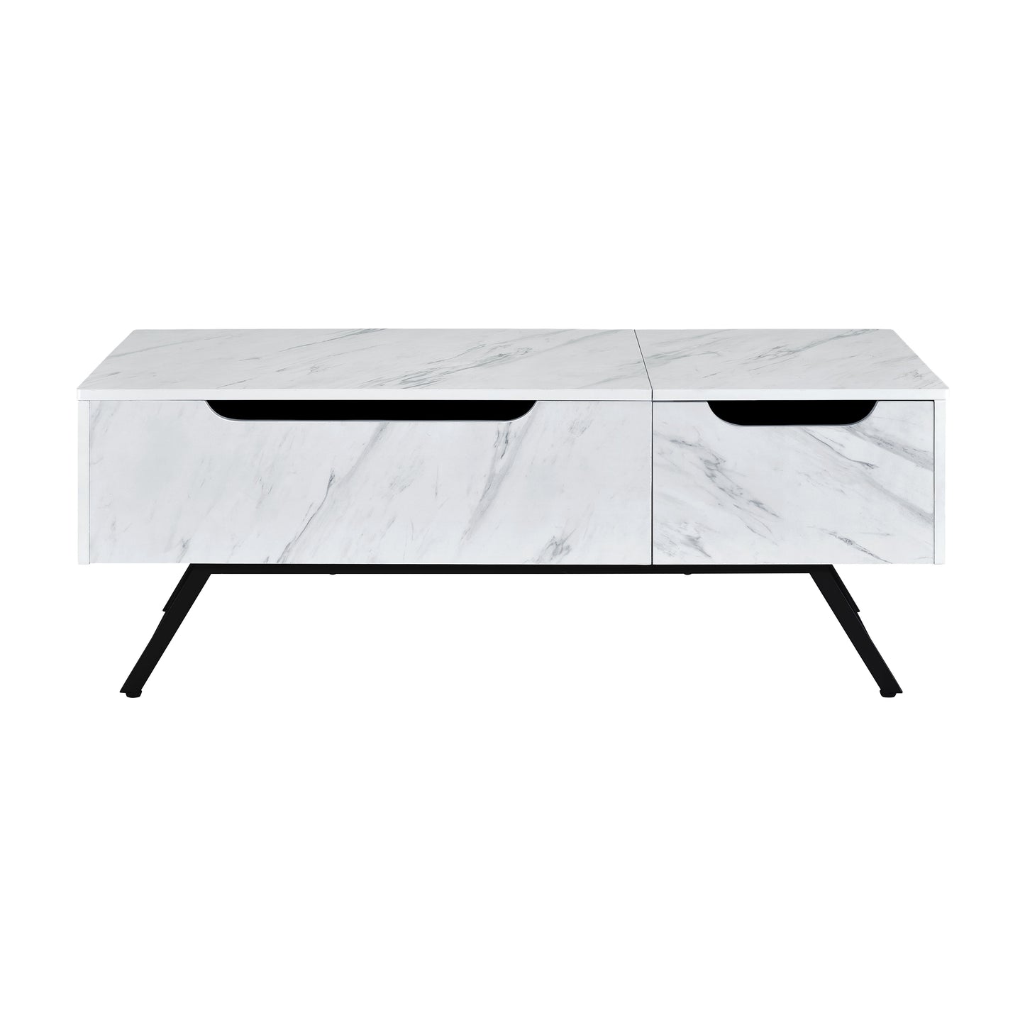 48" White and Black Wood and Steel Lift Top Coffee Table With Drawer - Loft&Timber