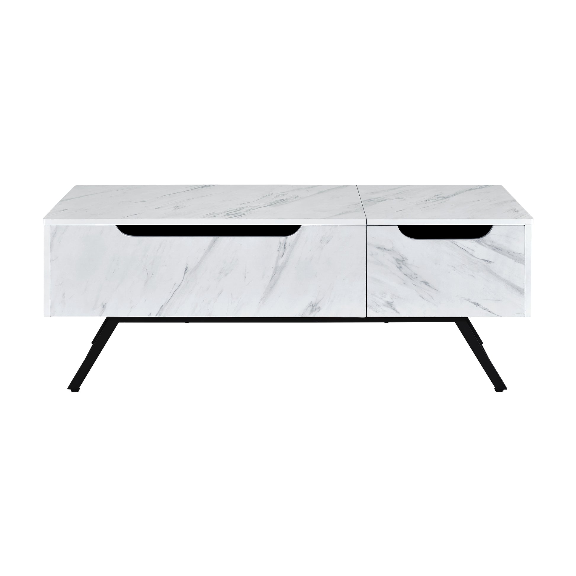 48" White and Black Wood and Steel Lift Top Coffee Table With Drawer - Loft&Timber