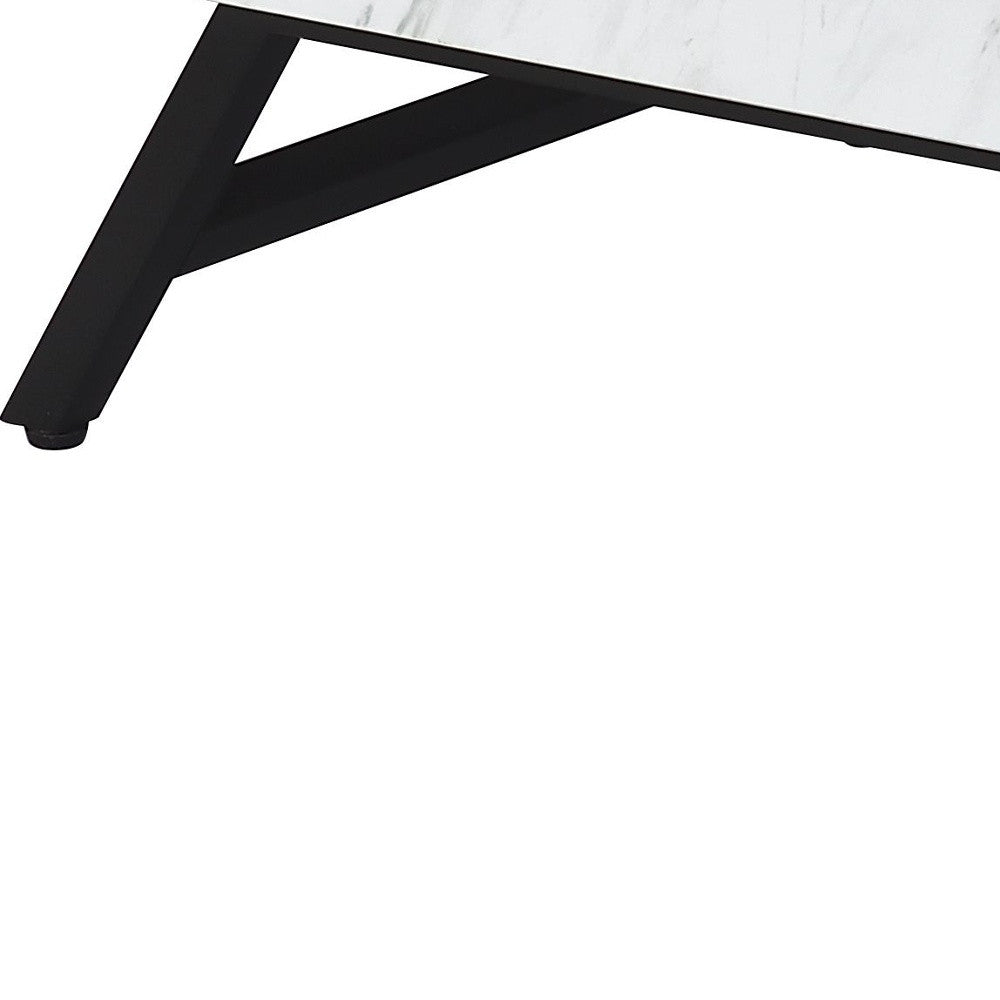 48" White and Black Wood and Steel Lift Top Coffee Table With Drawer - Loft&Timber