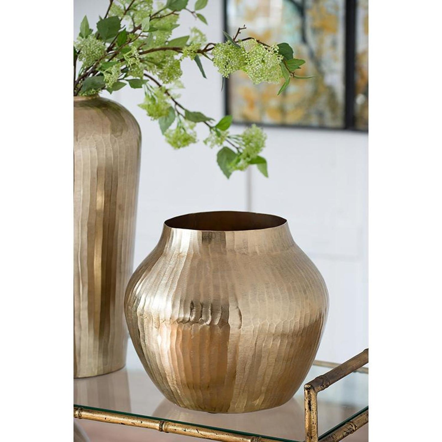11" Gold Round Aluminum Table Vase - Loft&Timber