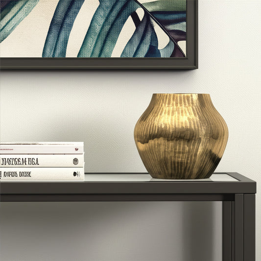 11" Gold Round Aluminum Table Vase - Loft&Timber