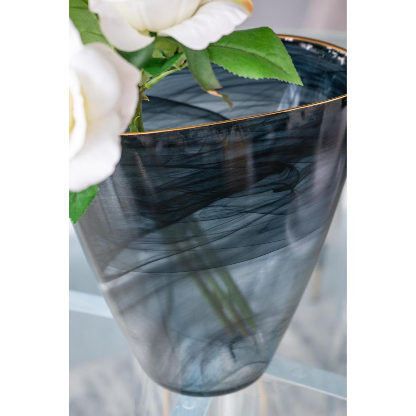 9" Charcoal Oval Glass Table Vase - Loft&Timber