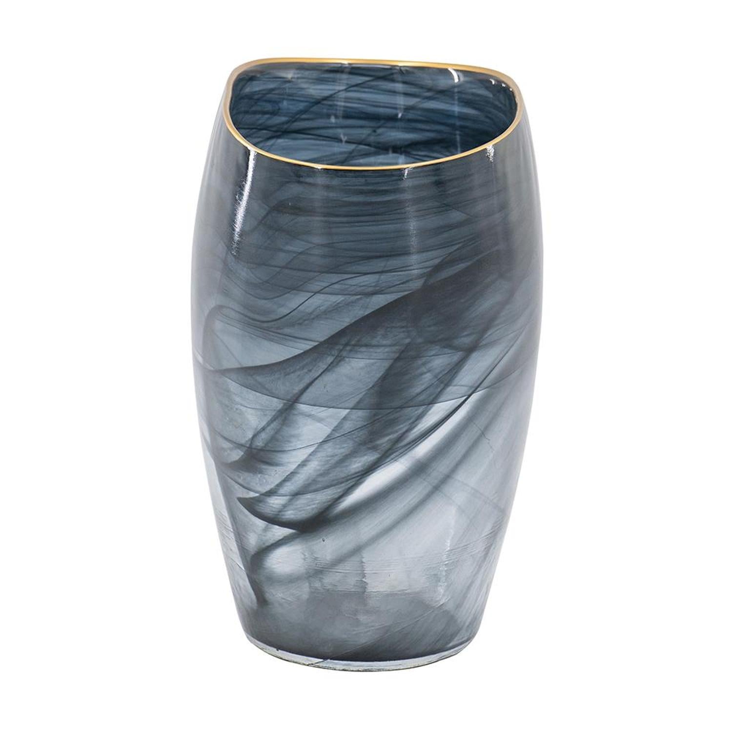 9" Charcoal Oval Glass Table Vase - Loft&Timber
