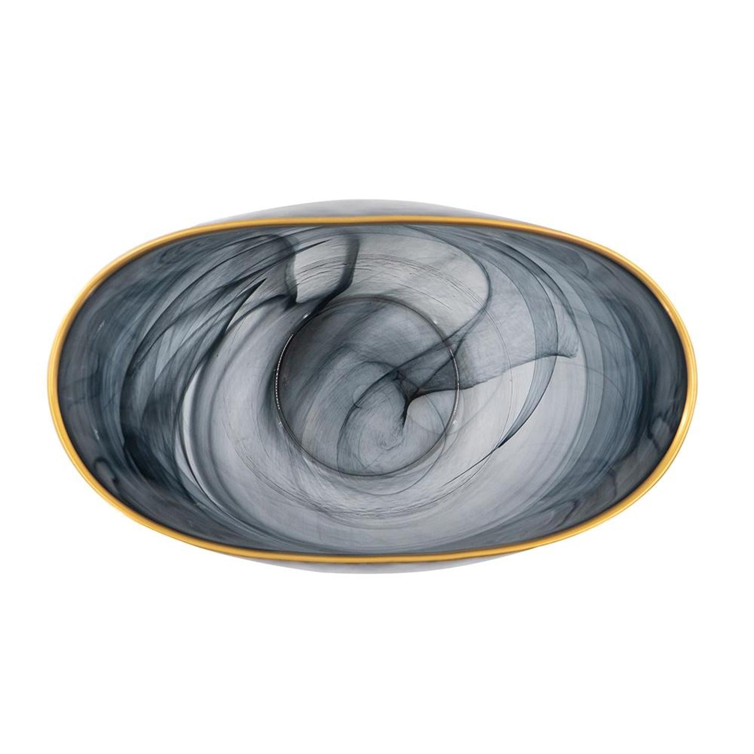 9" Charcoal Oval Glass Table Vase - Loft&Timber