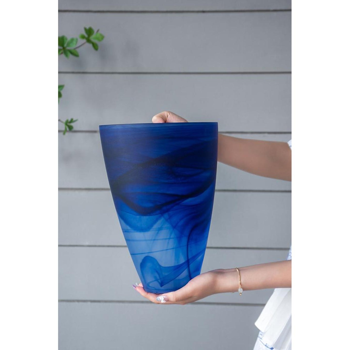 12" Blue Round Glass Table Vase - Loft&Timber