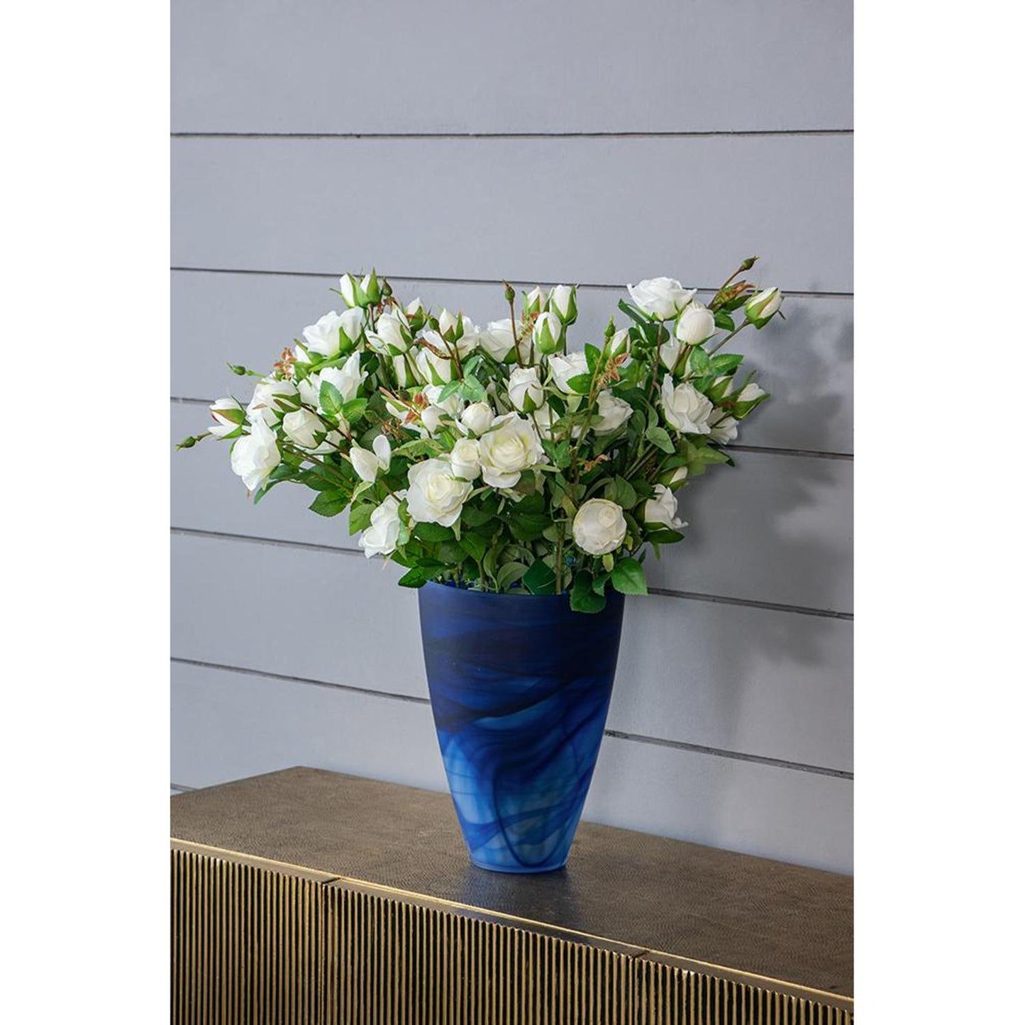 12" Blue Round Glass Table Vase - Loft&Timber