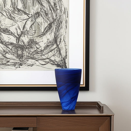 12" Blue Round Glass Table Vase - Loft&Timber