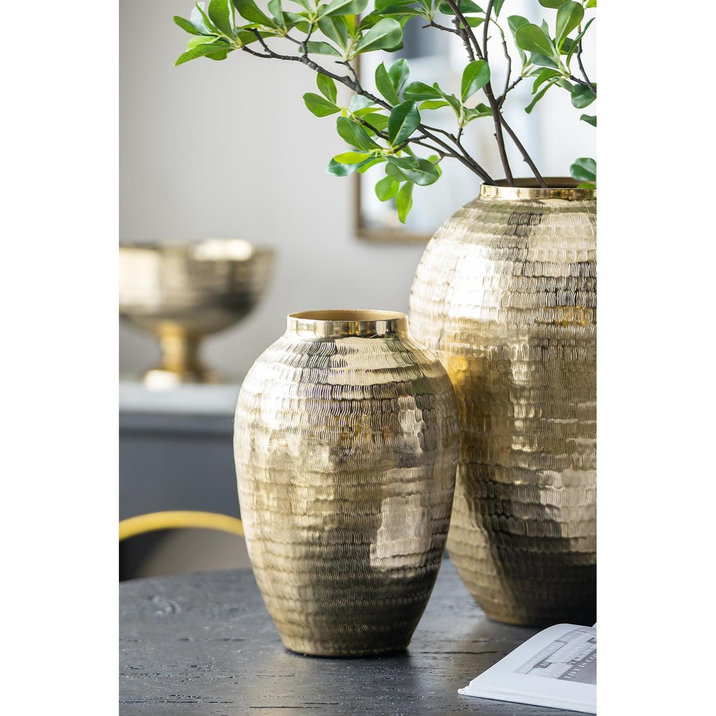 17" Gold Round Aluminum Table Vase - Loft&Timber