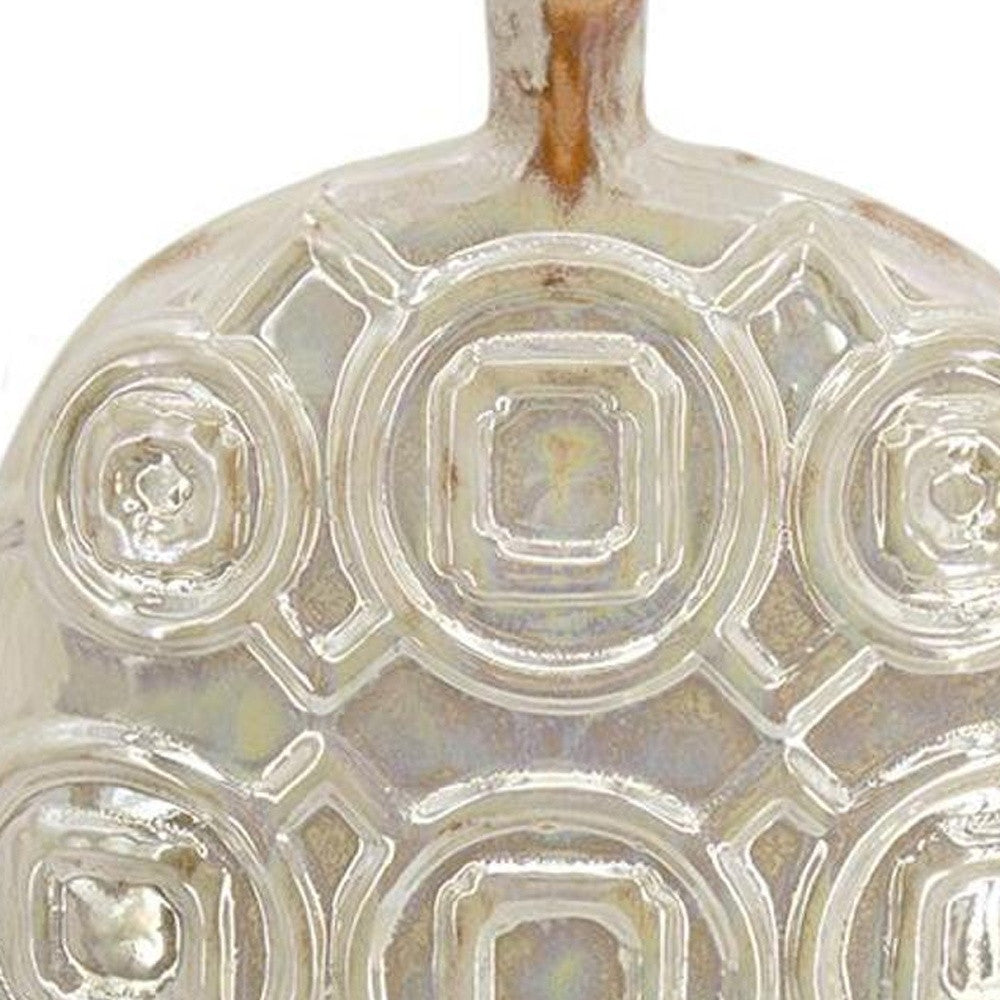 16" Ivory Geometric Bud Ceramic Table Vase - Loft&Timber