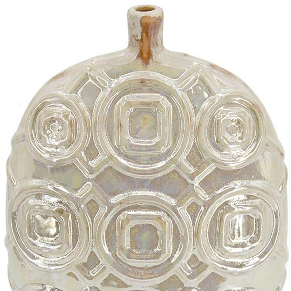 16" Ivory Geometric Bud Ceramic Table Vase - Loft&Timber