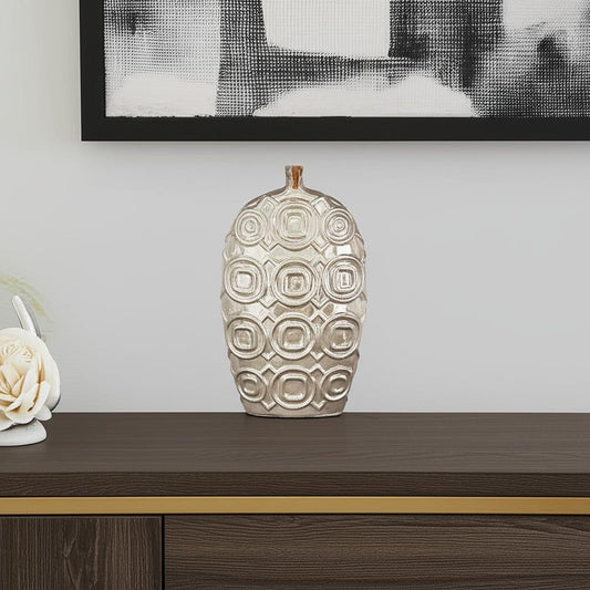 16" Ivory Geometric Bud Ceramic Table Vase - Loft&Timber