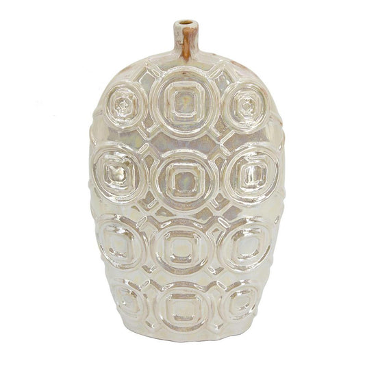 16" Ivory Geometric Bud Ceramic Table Vase - Loft&Timber