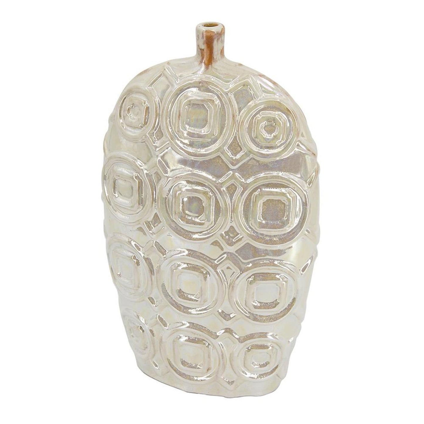 16" Ivory Geometric Bud Ceramic Table Vase - Loft&Timber