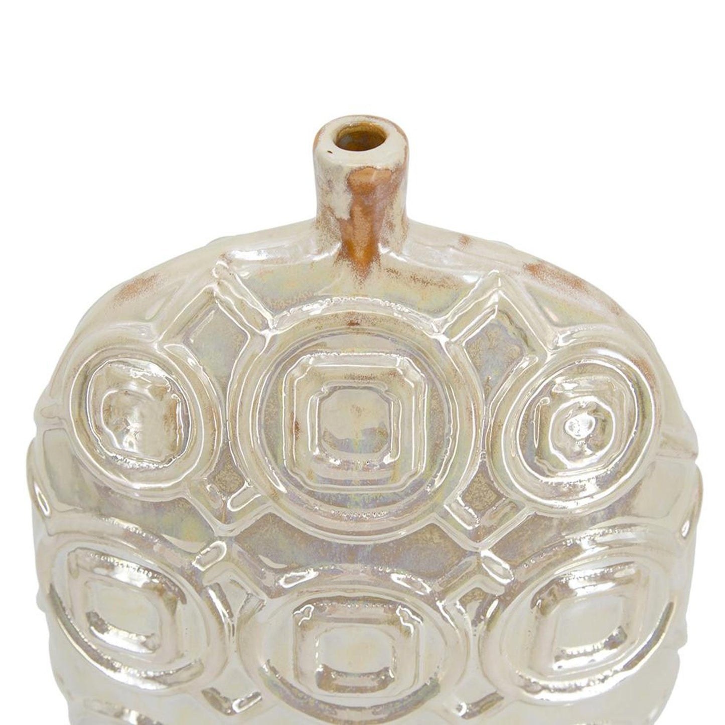 16" Ivory Geometric Bud Ceramic Table Vase - Loft&Timber