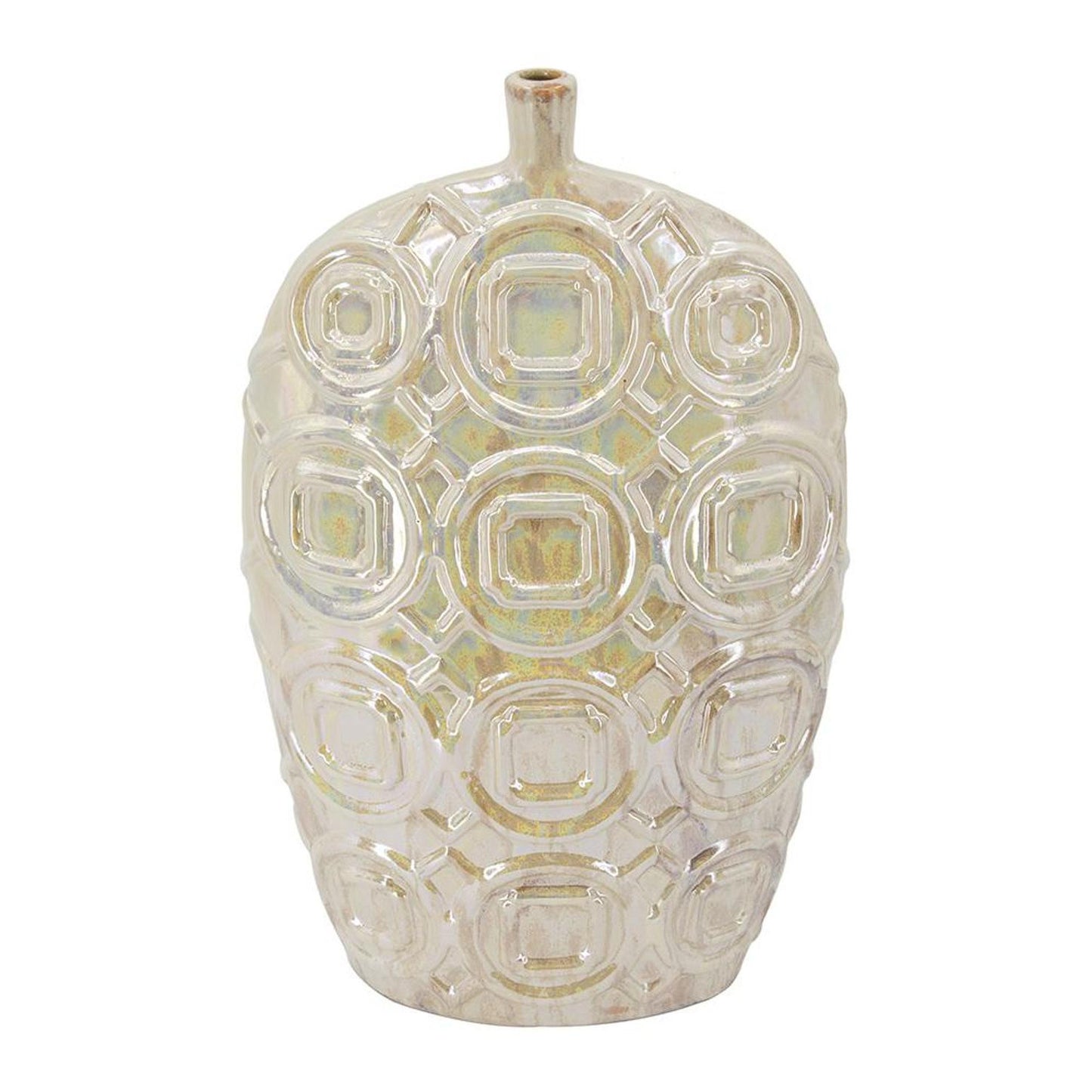 20" Ivory Geometric Bud Ceramic Table Vase - Loft&Timber