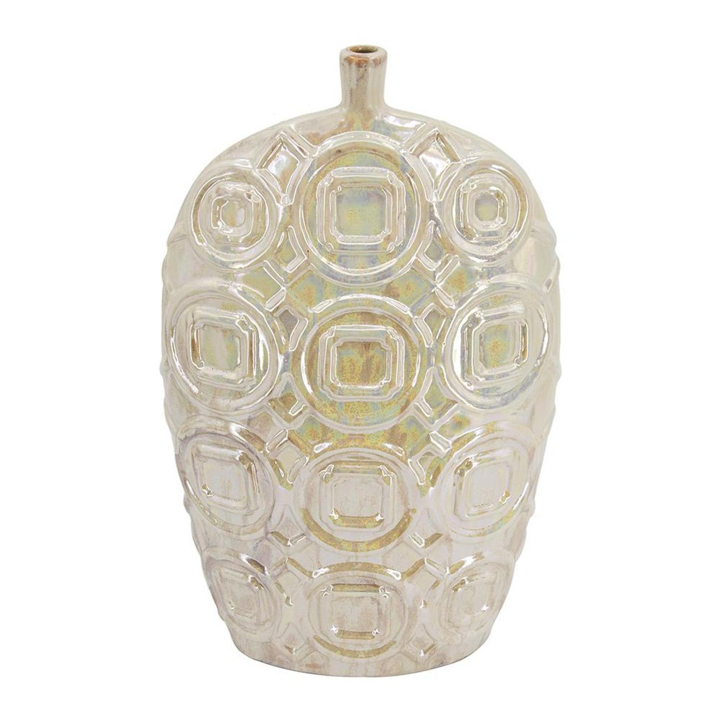 20" Ivory Geometric Bud Ceramic Table Vase - Loft&Timber