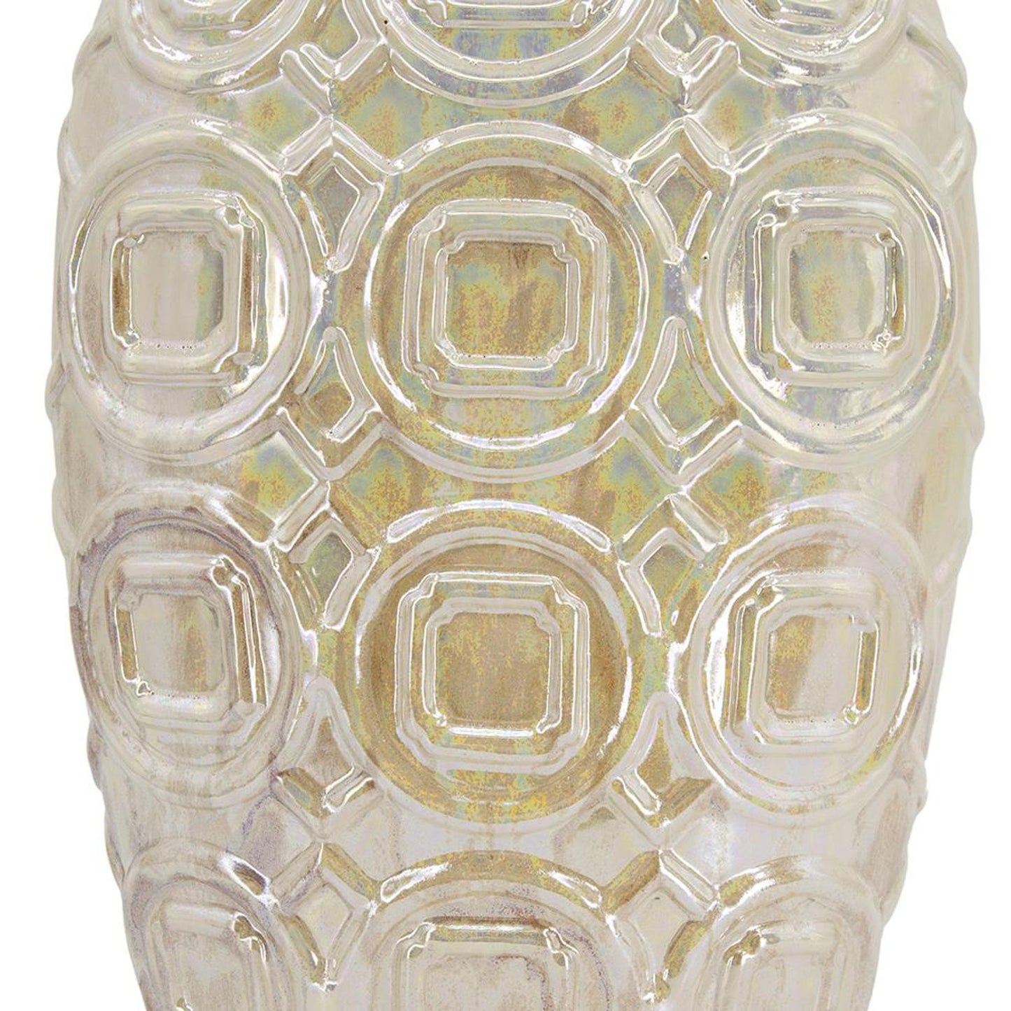 20" Ivory Geometric Bud Ceramic Table Vase - Loft&Timber