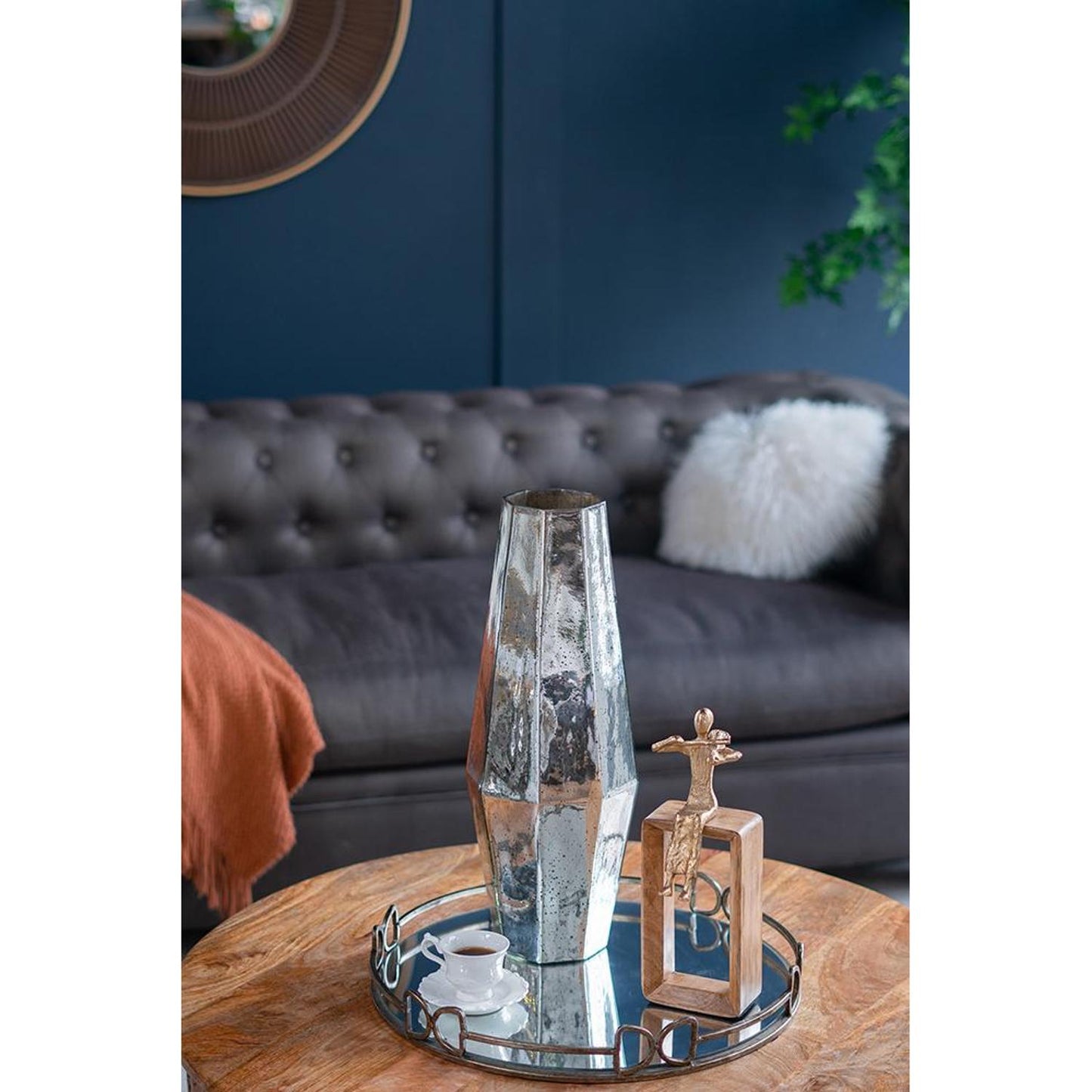 20" Silver Cylinder Glass Table Vase - Loft&Timber