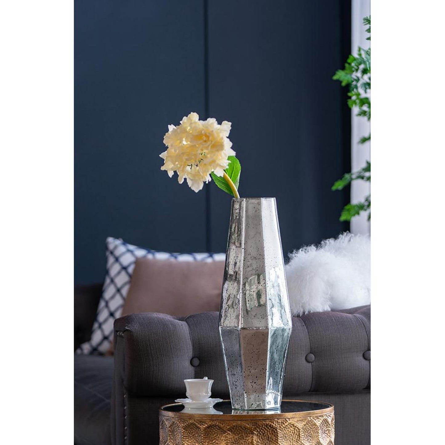 20" Silver Cylinder Glass Table Vase - Loft&Timber