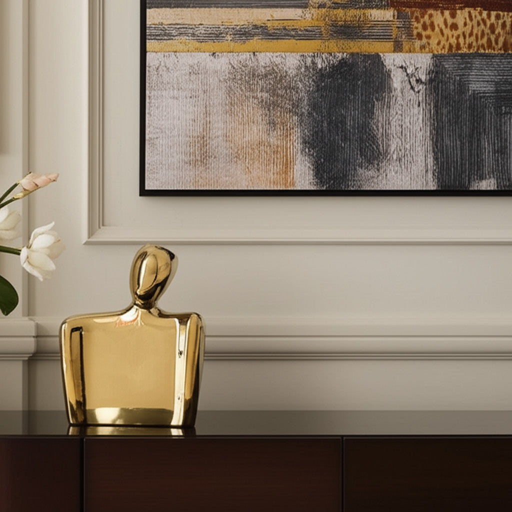 10" Gold Ceramic Table Vase - Loft&Timber