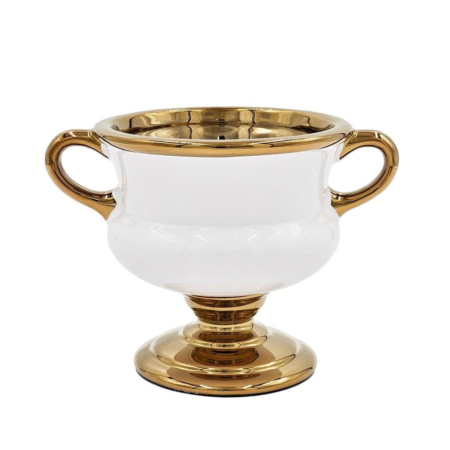 6" White And Gold Amphora Ceramic Table Vase - Loft&Timber