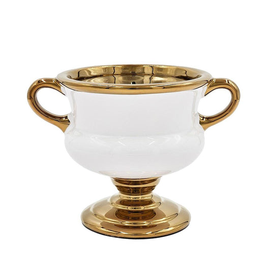 6" White And Gold Amphora Ceramic Table Vase - Loft&Timber