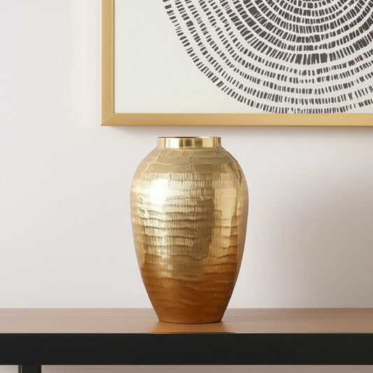 13" Gold Round Aluminum Table Vase - Loft&Timber
