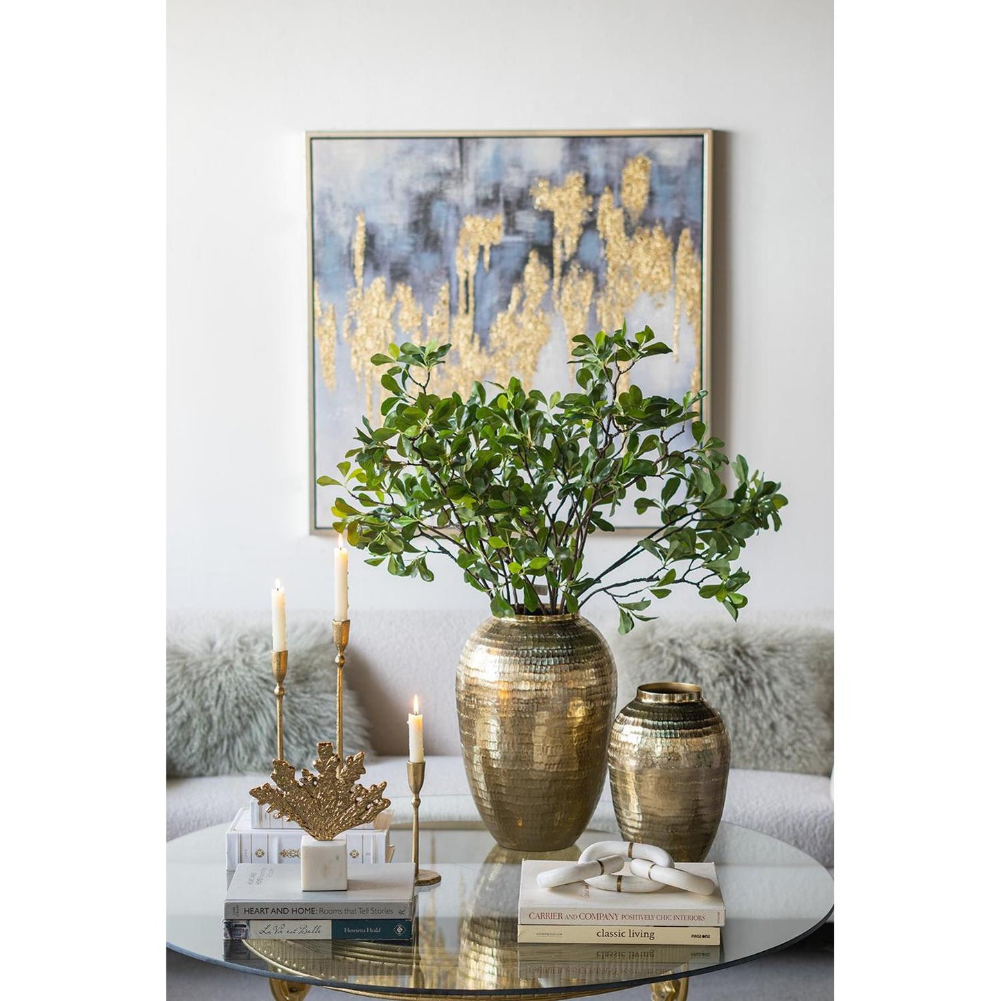 13" Gold Round Aluminum Table Vase - Loft&Timber