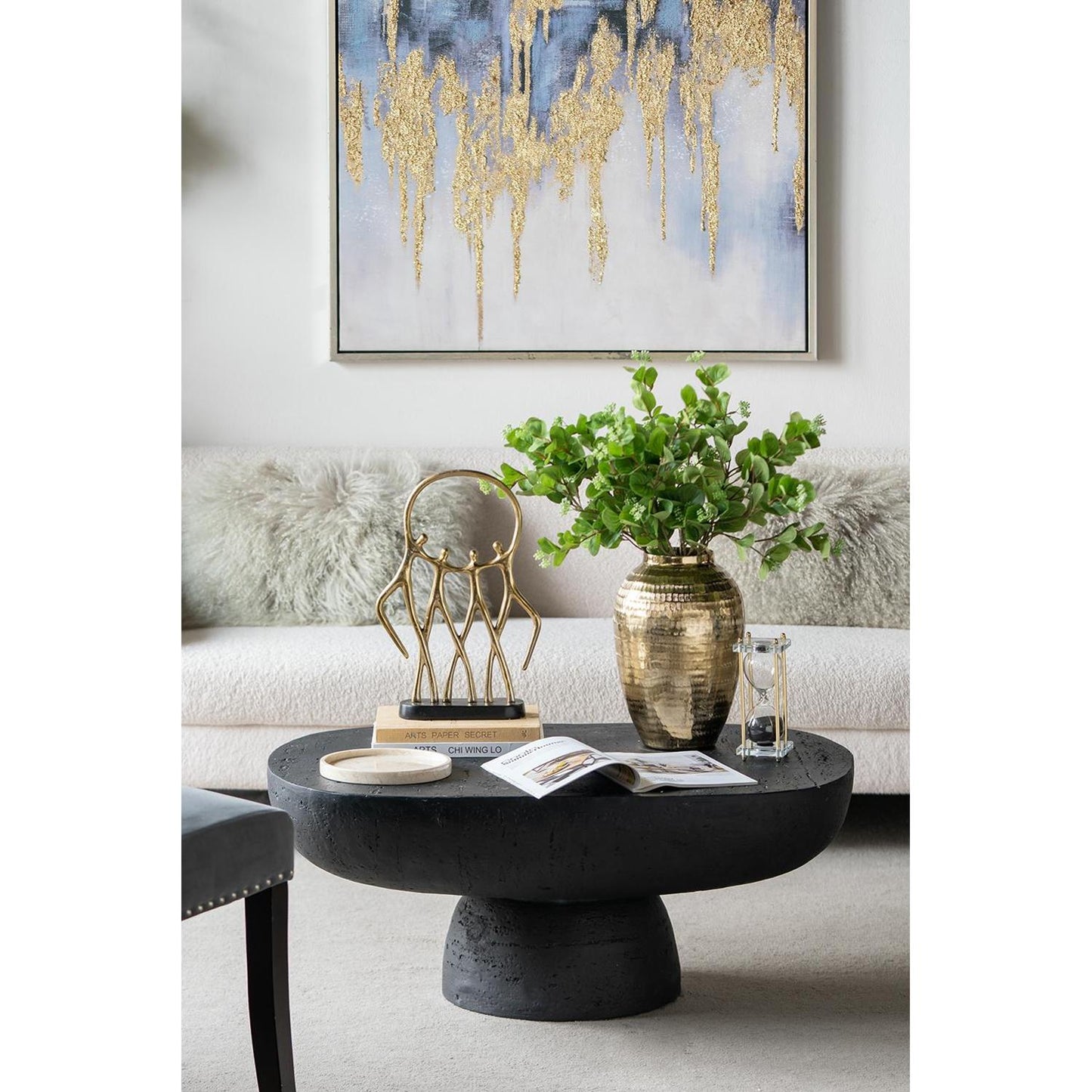 13" Gold Round Aluminum Table Vase - Loft&Timber
