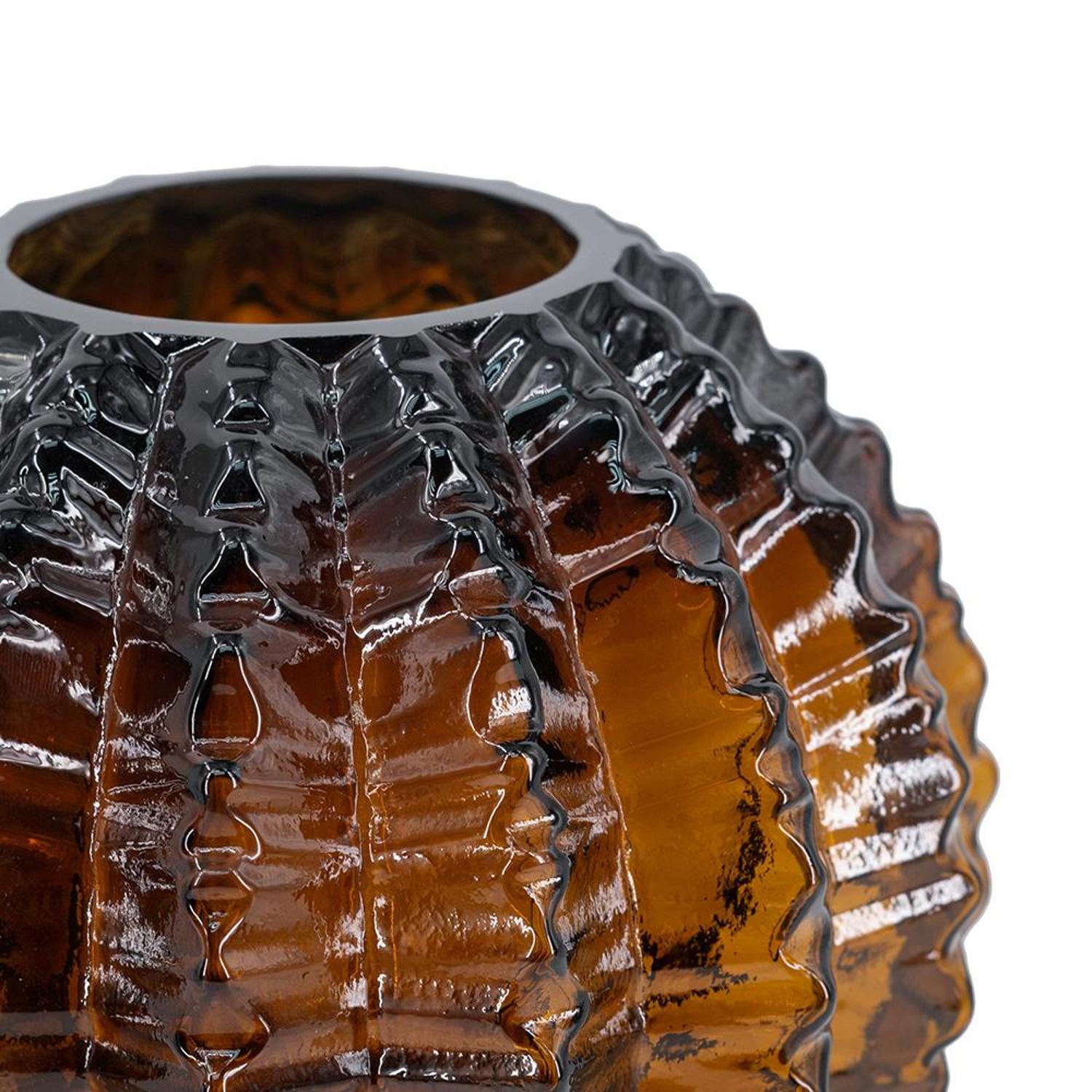 6" Burnt Umber Round Glass Table Vase - Loft&Timber
