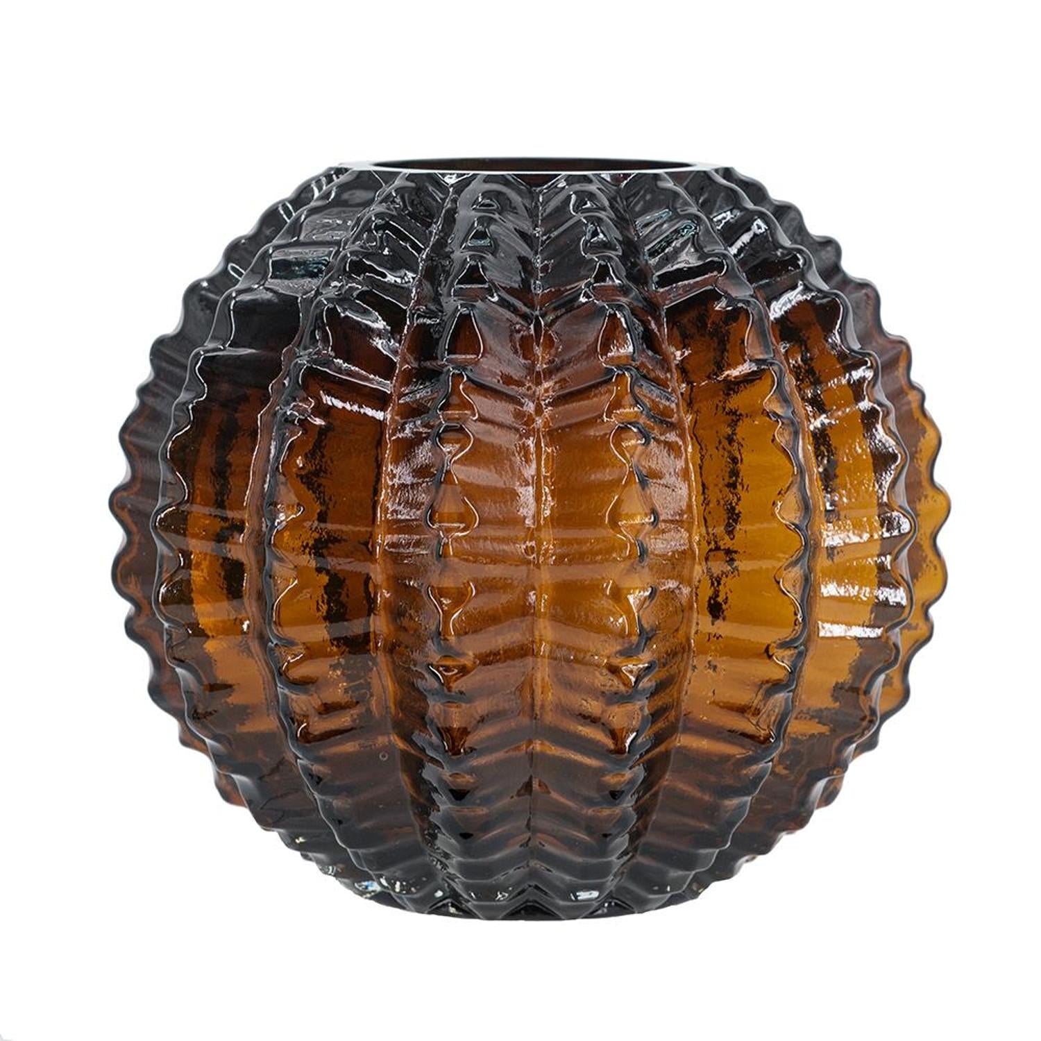 6" Burnt Umber Round Glass Table Vase - Loft&Timber